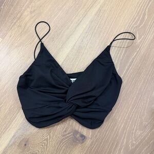 Tiger Mist Black Twist Front Crop Top